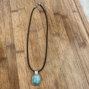 Turquoise Pendant on adjustable rope chain